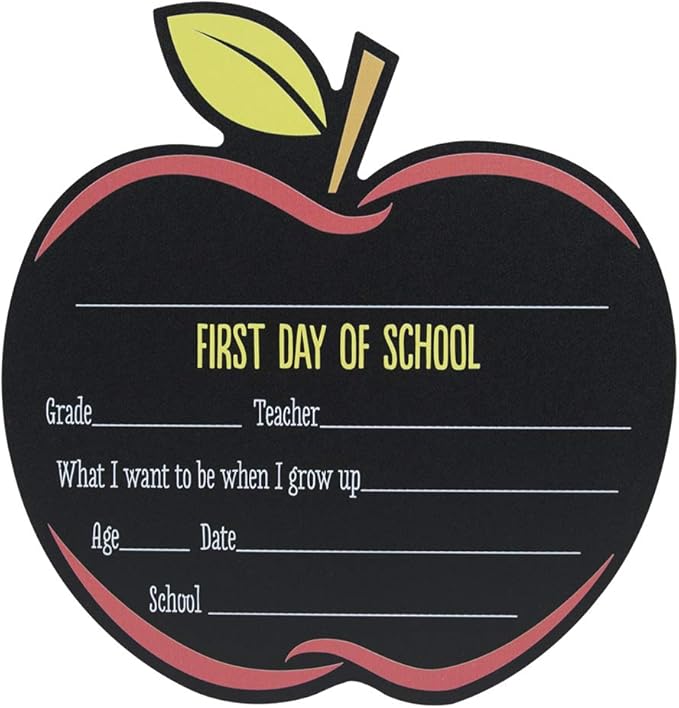 Apple First and Last Day of School Reusable Chalkboard Sign Set/Back to School Photo Prop/Teacher Classroom Picture Board 12" x 12.5"