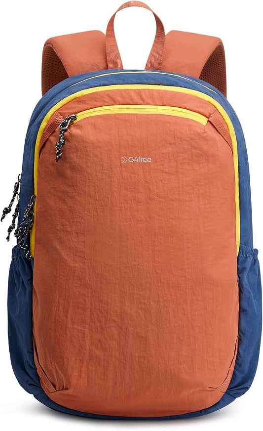 G4Free 15L Hiking Backpack Lightweight Small Daypack for Women Men | Padded Back&Strap, with Chest Strap, for Travel Outdoor Campus, Orange
