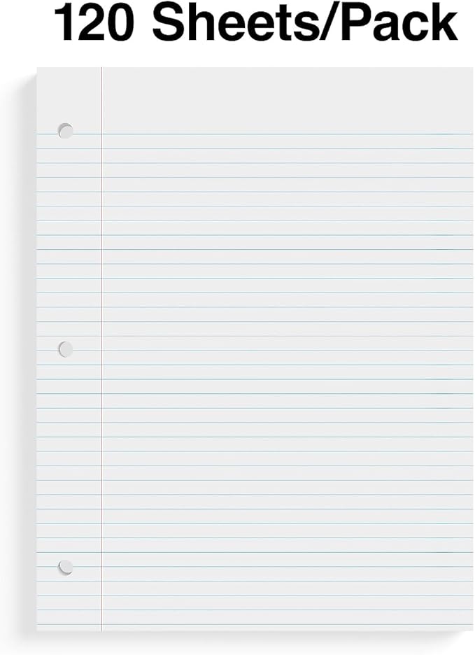 STAPLES Wide Ruled Filler Paper, 8” x 10.5”, 120 Sheets/Pack, 36‑Pack