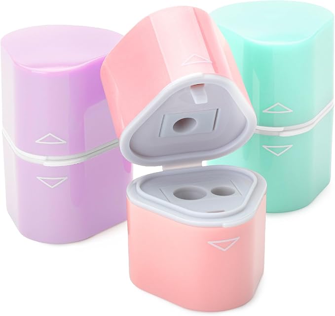 Mr. Pen- Pencil Sharpeners Manual, 3 Pack, 3 Holes, Colorful