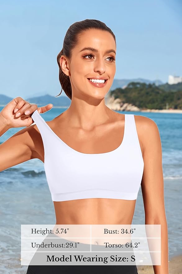 Tempt Me Women Sports Bra Bikini Top Push Up Scoop Neck Bathing Suits Top Padded Swim Crop Tops Only