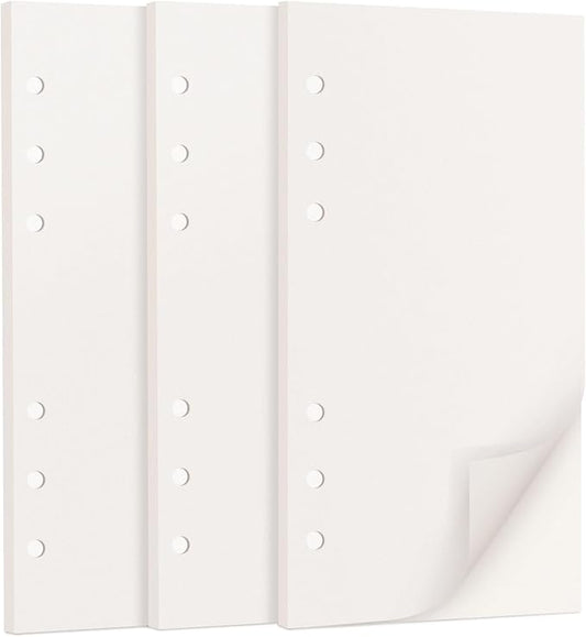 A6 Loose Leaf Refill Paper, 171x94mm, 135 Sheets Plain White Planner Refills, 6-Ring Binder Compatible, 100GSM Insert Papers for Notebooks, School, Office, College Notes, Journaling & Printing