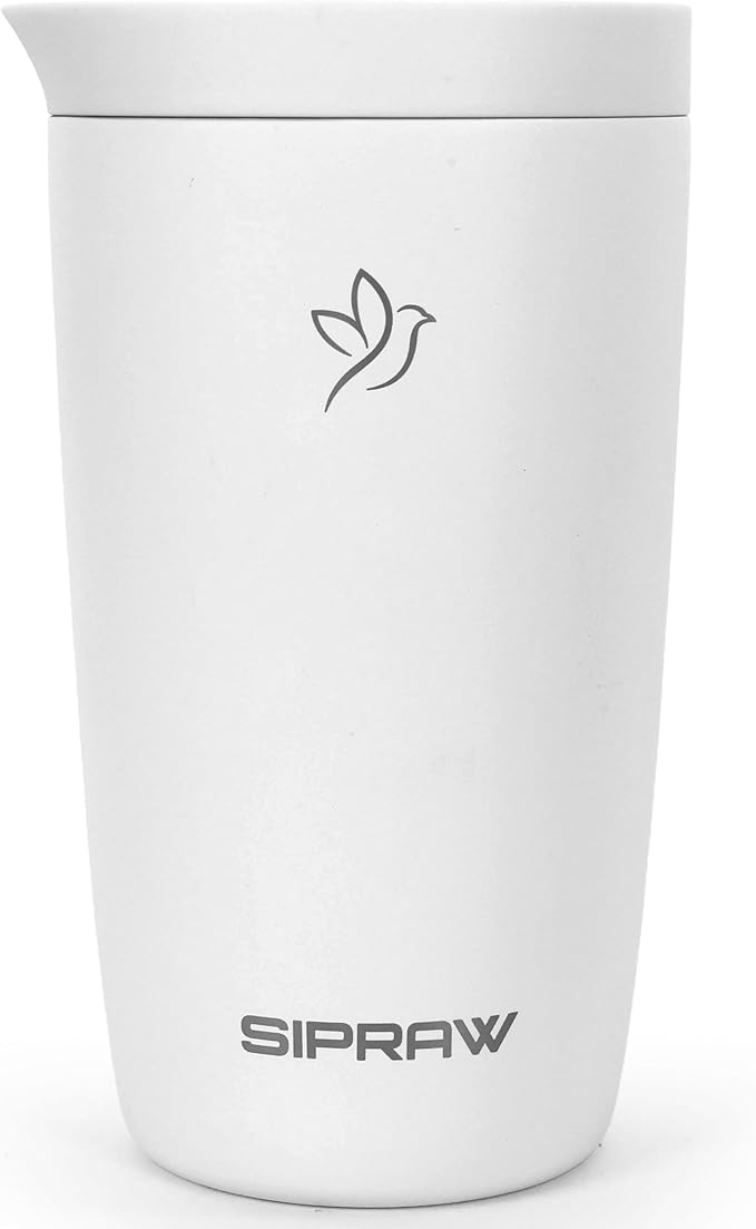 12oz Travel Coffee Mug Tumbler Insulated Stainless Steel Coffee Cup with Leakproof Lid for Hot and Cold Drinks BPA Free Reusable Mug Dishwasher Safe Cup Holder Friendly, White smoke
