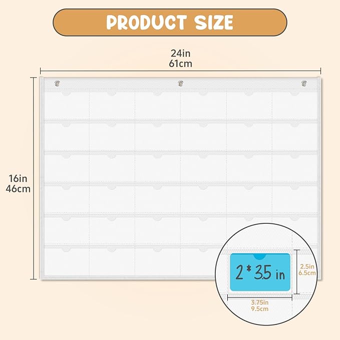 AKAYOK 2'' x 3.5'' Business Card Holder Sleeve - 36-Pocket Card Organizer for Social Security Cards, Credit Cards, IDs & More | Transparent Hanging Pocket Chart for Effortless Organization & Storage