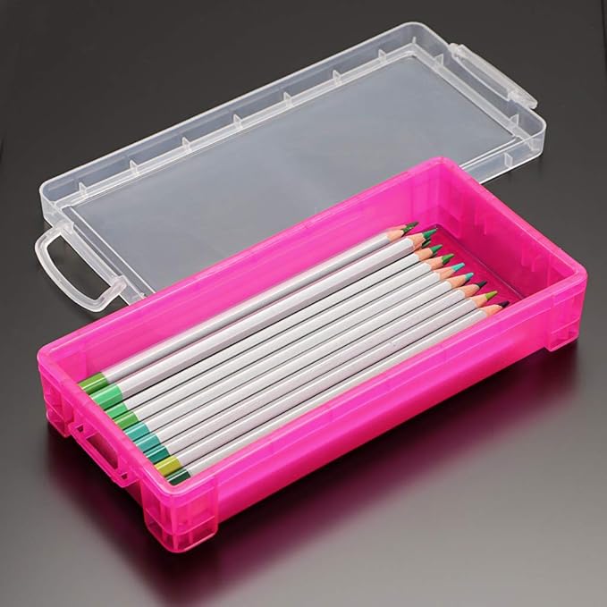 BTSKY Large Capacity Pencil Box, Office Supplies Storage Organizer Box, Brush Painting Pencils Storage Box Watercolor Pen Container Drawing Tools Colorful
