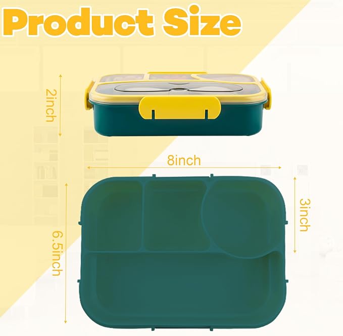 Bento Box for Adults, 4 Compartments Lunch Box, Lunch Containers, Dark Blue