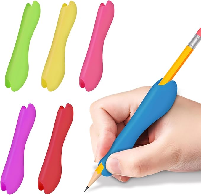 Colors Pencil Grips for Kids and Adults,Pencil Grips for Kids Handwriting,Pencil Holder Finger Posture Correction Training,Anti-Slip Texture Ergonomic Design for Right or Left-Handed Use(6-Pack)