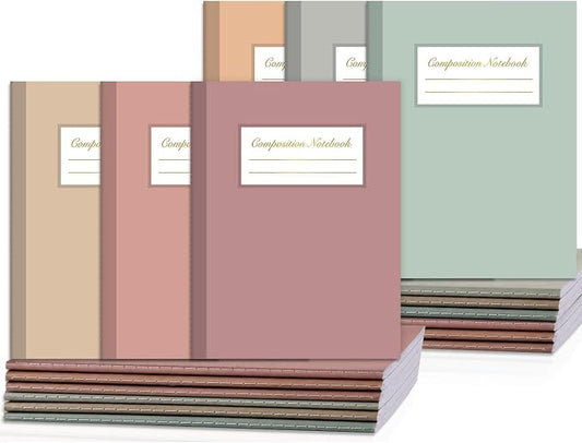 12 Pack Large Composition Notebooks Bulk 9.8 × 7.5 in Wide Ruled Hard Cover Composition Book Assorted Marble Journal College Ruled Paper for Adult Student College Office Back to School Supply(Morandi)