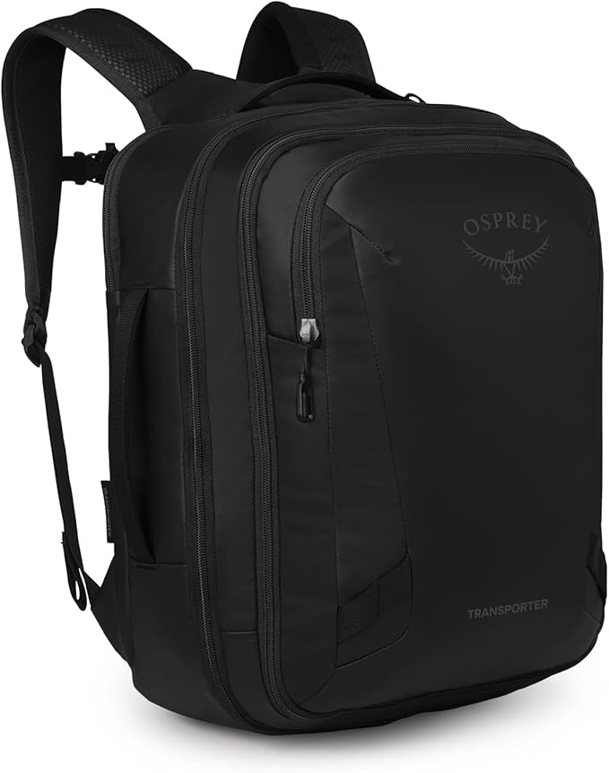 Osprey Transporter 26+6 Travel Pack - Expandable Personal Item Backpack with Laptop Sleeve - Lightweight Daypack, Raven Black