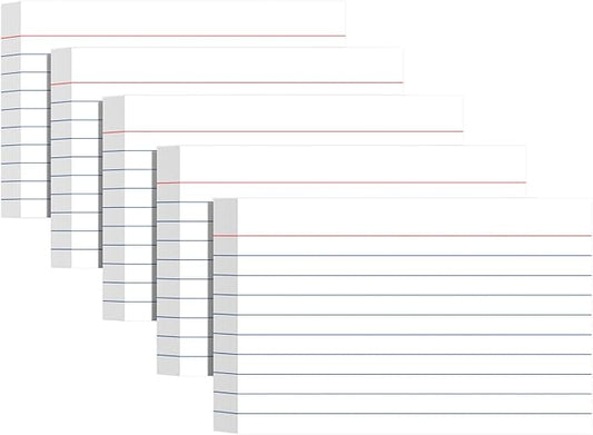 Index Cards 4x6, White Flash Cards, Lined Flashcards Notecards, Note Cards for Studying, 180GSM Study Card, 200 Count, 5 Pack of 40