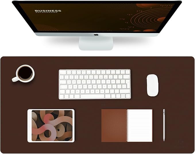 K KNODEL Large Office Leather Desk Mat, Mouse and Keyboard Pad, Computer and Laptop Mat, Desktop Protector and Cover, Writing Pad and Blotter (31.5"x15.7", Dark Brown)