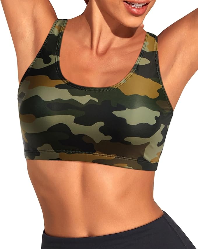 Tempt Me Women Sports Bra Bikini Top Push Up Scoop Neck Bathing Suits Top Padded Swim Crop Tops Only