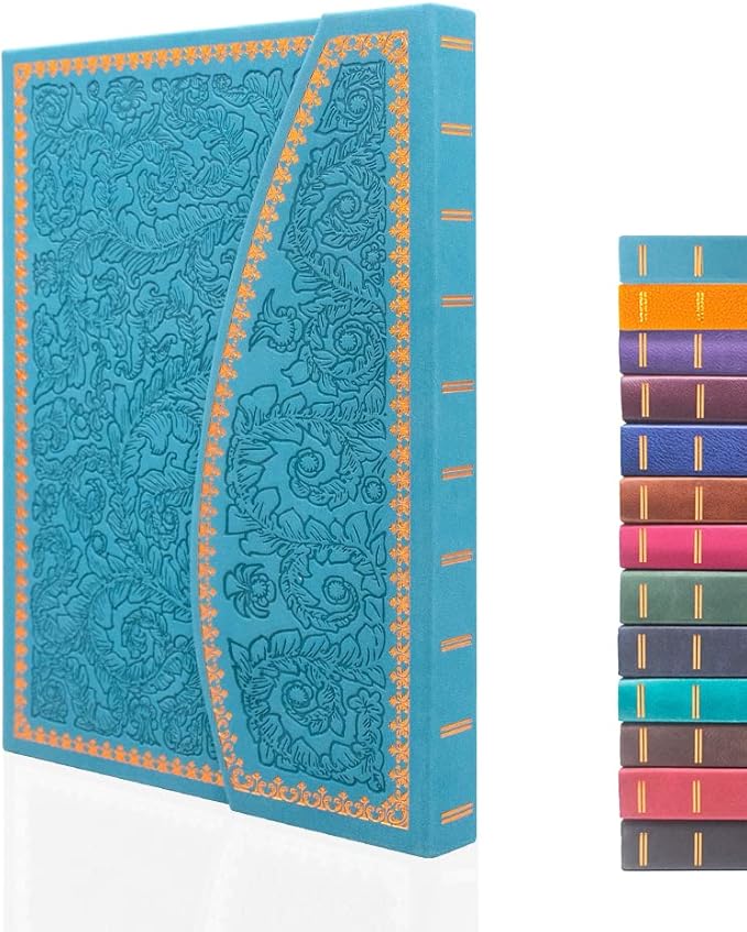 VICTORIA'S JOURNALS Magnet Journal, Carving Vintage Notebook Faux Leather Hard Cover Personal Diary Lined Pages Ribbon Bookmark, 8'' x 5.7''
