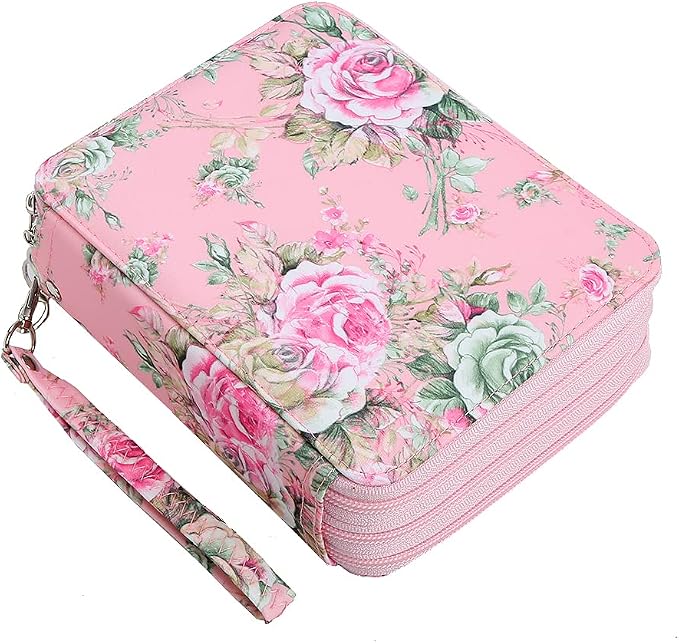 72 Slots Pencil Case Organizer w/Removal Handle Strap | 3-Layer Zipped Pencils Box Large for Colored Pencils Watercolor Pencils for Office and Travel for Artist
