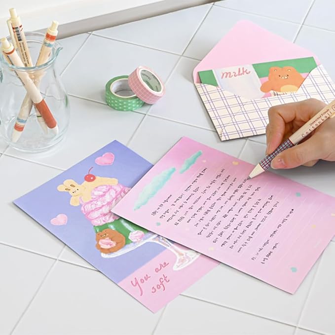 Monolike Unmatched Friends Lovely Day Letter Paper and Envelopes Set - 8Type, 32 Letter Paper + 16 Envelopes