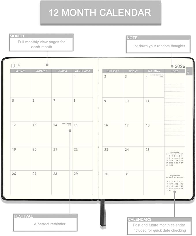 Planner 2026-2027 - 2026-2027 Planner, JULY 2026 - JUNE 2027, Weekly and Monthly with Stickers, 5.7" X 8.2", 2026-2027 Calendar Planner, Pen Holder, Inner Pocket, 44 Notes Pages - Blue