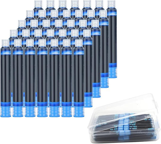 35 Pieces Ink Cartridges for Fountain Pen with Storage Box, 3.4 mm Bore Diameter, Blue
