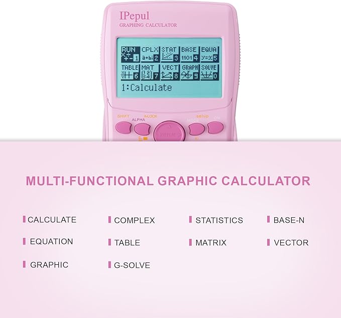 Graphing Calculator,IPepul Scientific Calculators 10 Modes /4 Graphing Functions,Desktop Math Calculator for College Students,School Supplies for Middle High School Teachers Office（Pink）