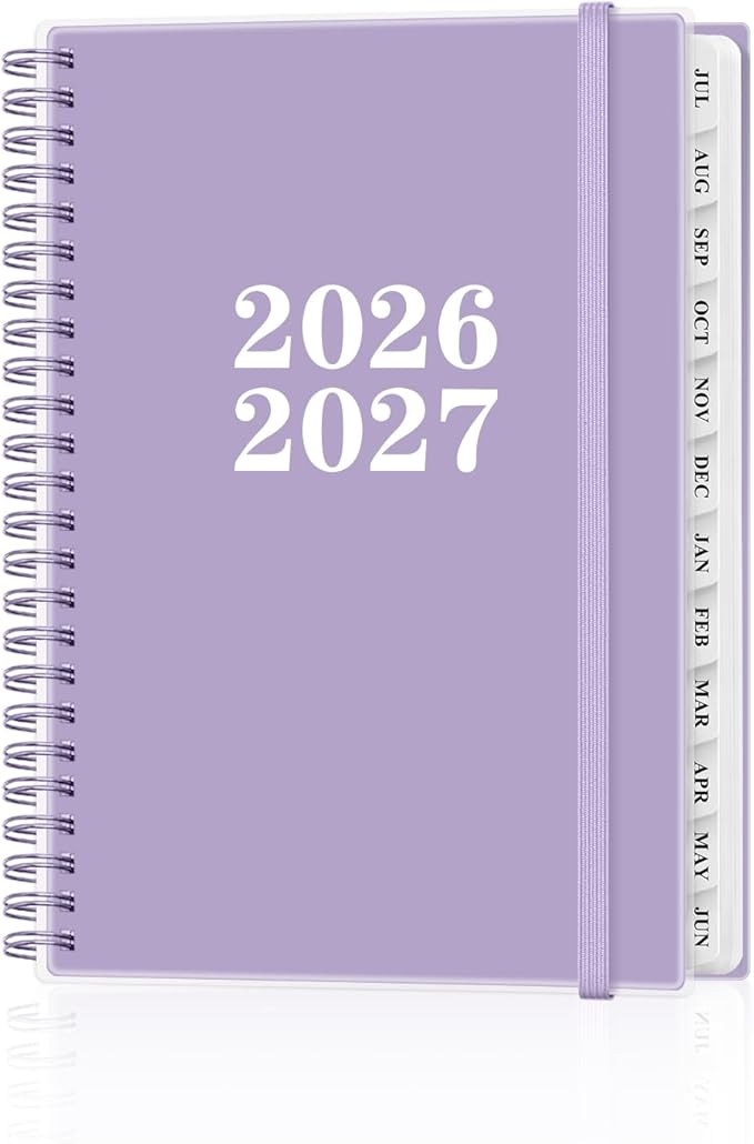 Planner 2026-2027 - Academic Planner from July 2026 to June 2027, Weekly & Monthly Planners Spiral Bound with 12-Month Tabs, Inner Pocket, 6.25" x 8.5", Purple