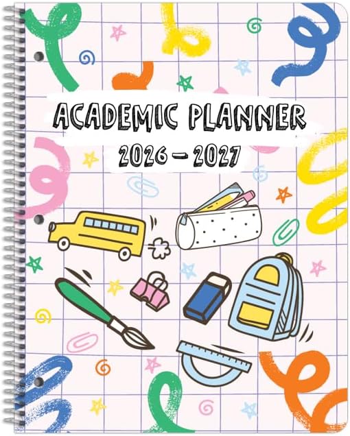 Dated Elementary Student Planner 2026-2027 Academic School Year, Large (8.5" by 11") Matrix Style Datebook with Create Cover