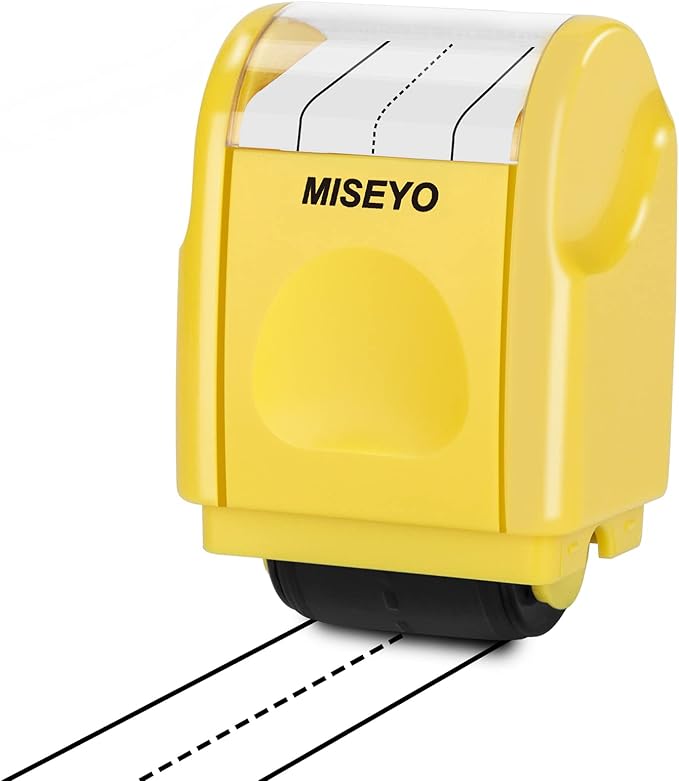 Miseyo Dashed Handwriting Lines Practice Roller Stamp,Self-Inking Line Rolling Stamps for Kids Writing- Yellow