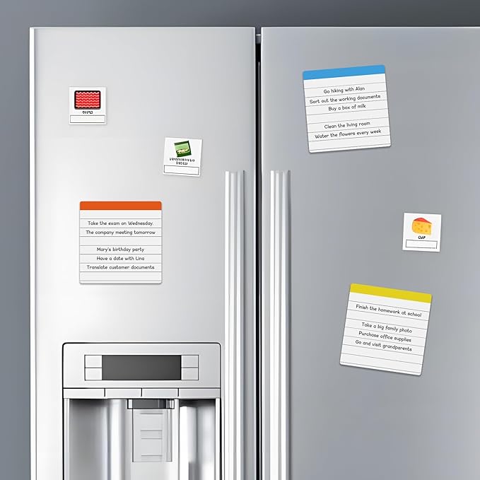 Durable Lined Sticky Notes Magnets,Small Magnetic Pads,Square 4X4 12 Pieces