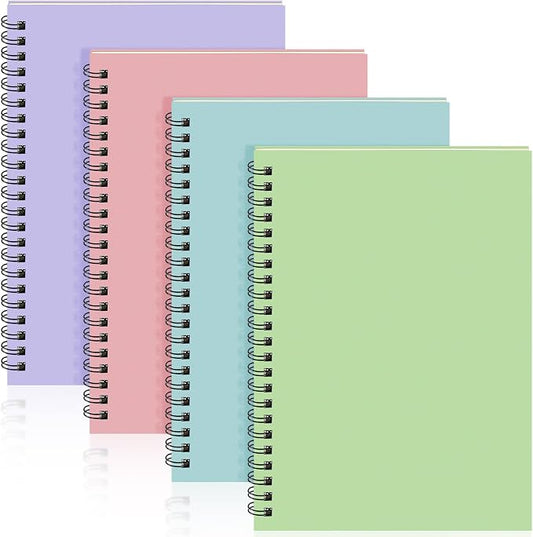 Yahenda 4 Pcs Spiral Notebooks, 1 Subject, Wide Ruled, Pastel Colors