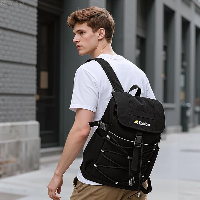 Travel Backpack for Women Men, Basics Bag fits 16'' Laptop | Outdoor Lightweight Waterproof Drawstring Nylon Casual Daypack Walking Hiking