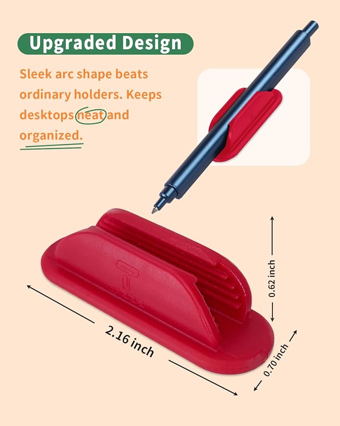 Tiizze Adhesive Pencil Holders for Desk Set of 10 - Silicone Pen Holder with 15 PCS Upgraded Adhesive Pads - Flexible Pencil Holder for Walls Clipboards, Office Essentials Accessories Teacher Supplies