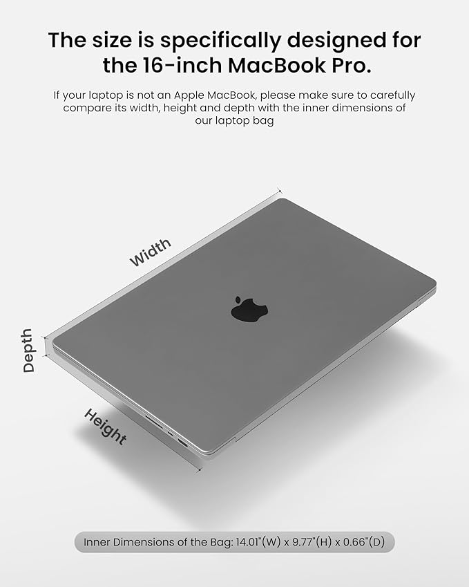 tomtoc 360° Protective Laptop Sleeve for 16-inch MacBook Pro M5 Pro/Max (2026) A3428 A3429, M4/M3/M2/M1 A3403 A3186 A2991 A2780, Water-Resistant MacBook Case Bag with Accessory Pocket Fits Dell XPS 16
