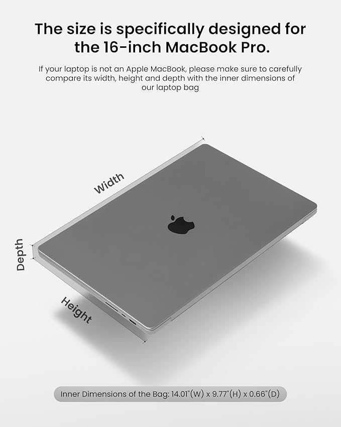 tomtoc 360° Protective Laptop Sleeve for 16-inch MacBook Pro M5 Pro/Max (2026) A3428 A3429, M4/M3/M2/M1 A3403 A3186 A2991 A2780, Water-Resistant MacBook Case Bag with Accessory Pocket Fits Dell XPS 16