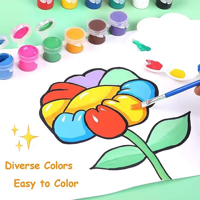 420Pcs Mini Acrylic Paint Set, 30 Pack Washable Paint Strips Kit with 60 Painting Brushes, 12 Colors Bulk for Beginners Adults Painting Craft