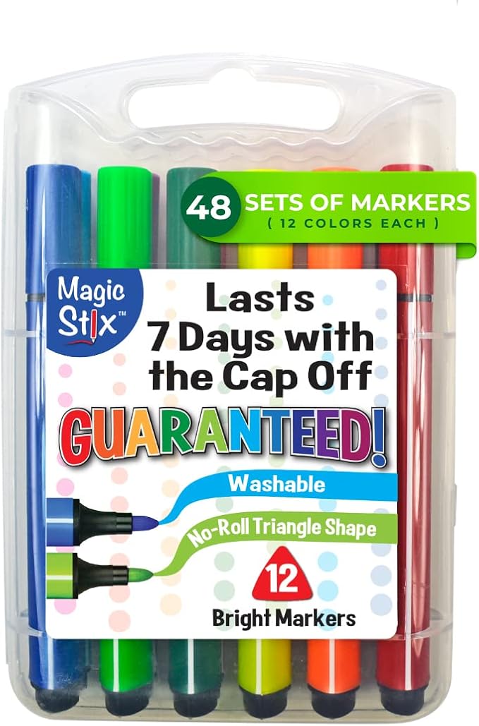 The Pencil Grip Magic Tri Stix Markers 12 colors TPG-395 Class Pack (Pack of 48)