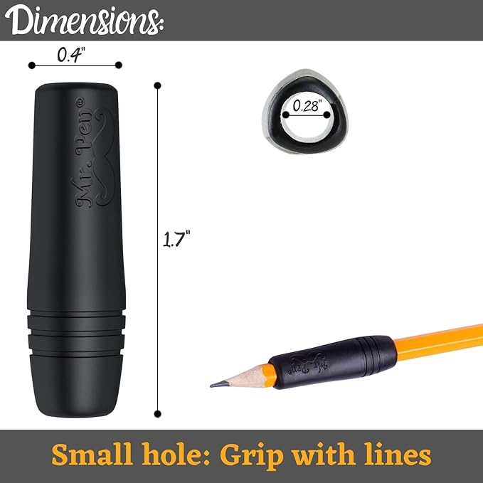 Mr. Pen- Pencil and Pen Grips, 12 Pack, Black, Pencil Grips for Adults, Rubber Pencil Grips, Pen Grips for Adults with Arthritis, Ergonomic Pencil Grip, Pen Gripper