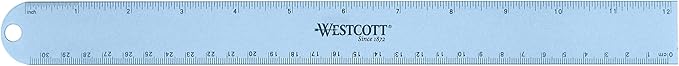 Westcott Anodized Aluminum Ruler, 12", Color Varies (14174)
