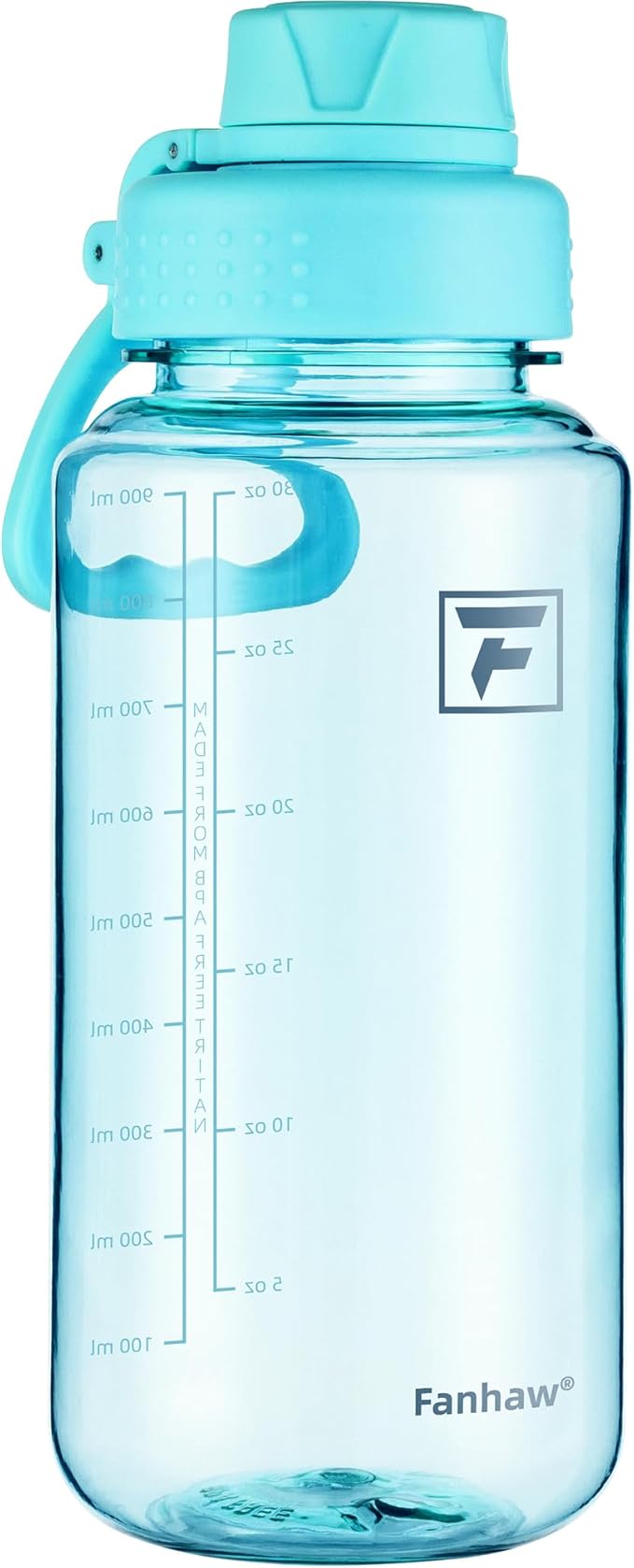 Fanhaw 32 oz Clear BPA-Free Tritan Water Bottle with Fast-Flow Spout Lid, Leakproof Wide-Mouth Reusable Bottle for Gym, School & Office (Baby Blue)