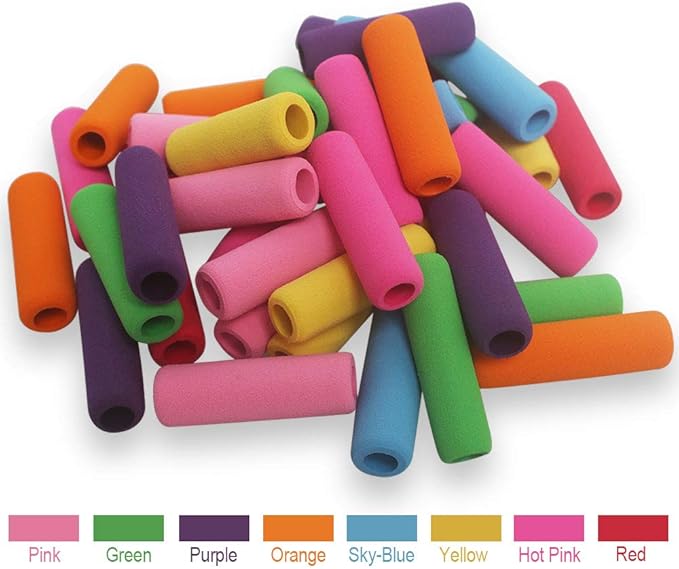 Soft Cushion Pencil Grips 40 Pcs Writing Drawing Aid Pen Holder for Kids, Students, Adults Random Assorted Color
