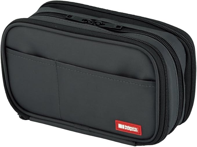 LIHITLAB Large Capacity Triple Zipper Pencil Case For School Office College, Big Capacity 8 Compartments Pencil Bag Holder Adults Teen Boys Girls, Travel Cosmetics Storage, Black (A7556-24)