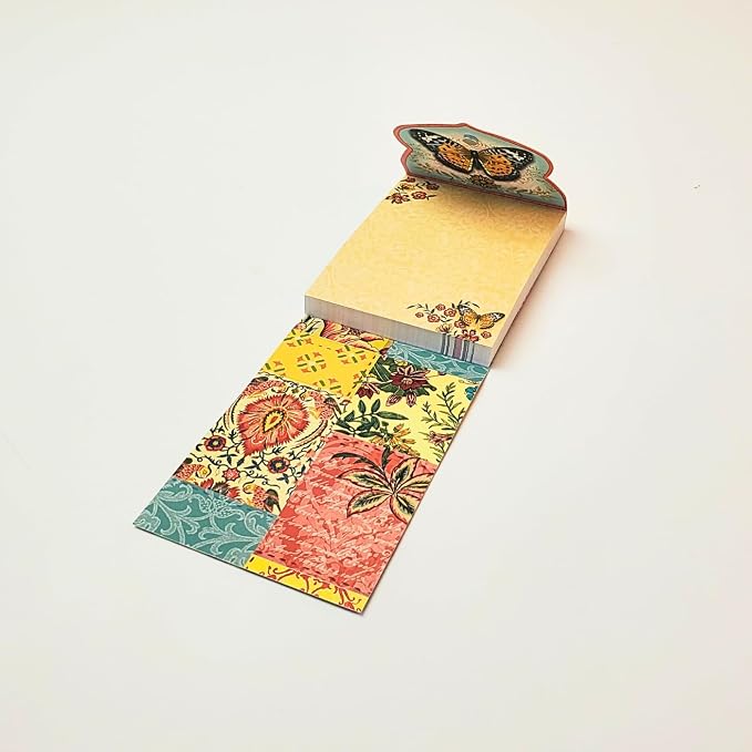 Punch Studio Flip-Top Pocket Notepad 3" x 4", For Daily Notes or Notes on-the-go, 75 Illustrated Sheets with Gold Foil Accents, Gems & a Magnetic Closure - Hope Butterfly (59633)