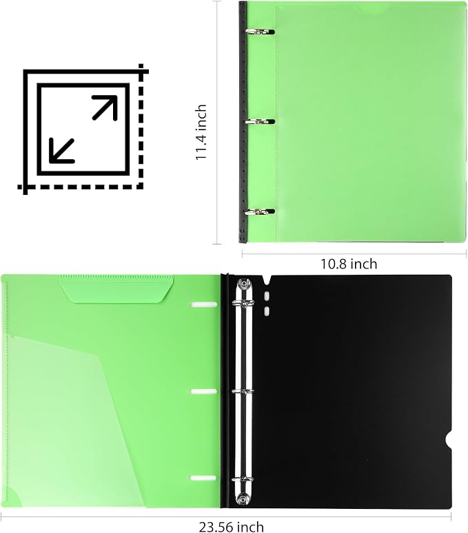 WOT I Telescoping 3 Ring Binder 1 Inch 12-Pack, Expandable Flexible Binder - Patented Design for Easy Portability, Holds 8.5"x11" Paper, 4 Bright Colors for School, Office&Home Organization