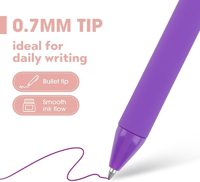 YISAN Colored Gel Pens,Journal Pens 0.7 mm Colorful Ink Pens,Fine Point Fast Dry 12 Assorted Colors,No Bleed,Smooth Writing for Journaling and Note Taking,Retractable,71044