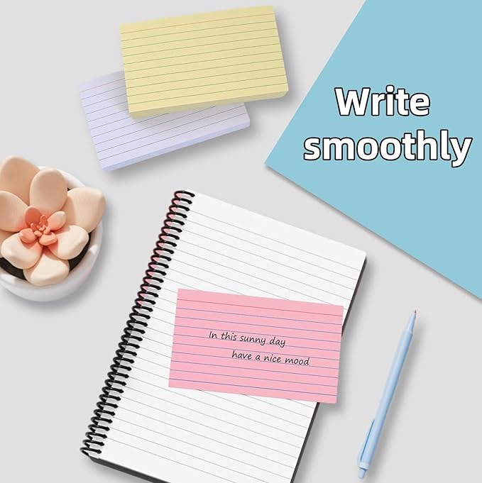 3x5 Colorful Index Cards, Heavy Duty Neon 250 Sheets Lined Flashcards for Studying, Office & Home Use – Vibrant Organizing Tools