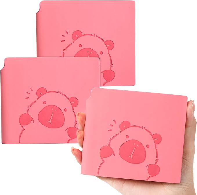 BOBO RABBIT 3 Pack Mini Blank Notebooks Pocket Sized Journal Notebook 4x4 Blank Paper 200 Pages Small Soft Leather Sketchbook Journal Cartoon Capybara Pattern for Drawing Travel Classroom Student
