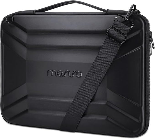 MOSISO 15-15.6 inch Hard Shell Laptop Sleeve Shoulder Bag, Waterproof Shockproof Protective Symmetrical Trapezoid EVA Computer Bag Carrying Case Compatible with MacBook Pro 16, HP, Dell Notebook,Black