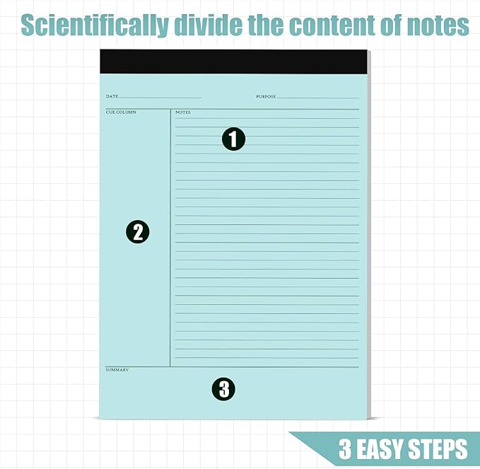 PerKoop 4 Pcs Writing Note Pads Notes System 8.5 x 11 Inches College Ruled Legal Pads Lined Paper Notebooks for Office School Teacher Students College Business, 45 Sheets Per Pad (Multicolor)