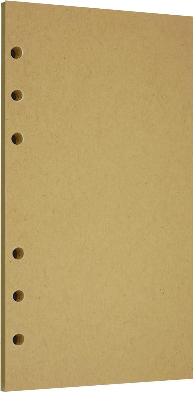 Zelten 1 Pack A6 45 Sheets/90 Pages Kraft Loose Leaf Punched Paper Refills Paper for 6 Hole Binder Personal Organizer Diary Notebook Refillable Planner