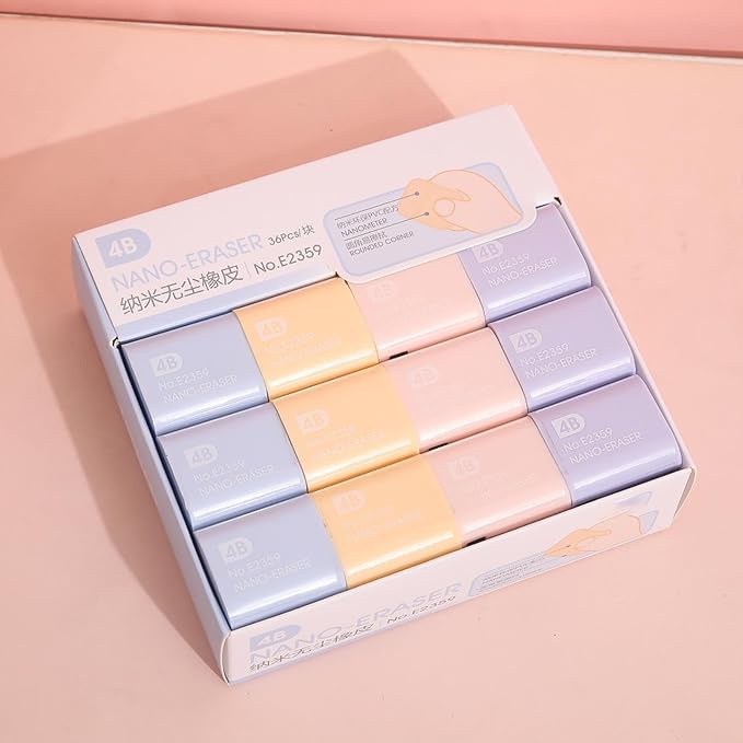 6pcs Nano Dust-Free 4B Eraser with Scratch Free and Chip Free Creativity, Simple and Pure Color Rubber-Nano dust- Rubber (6 Small Pieces)