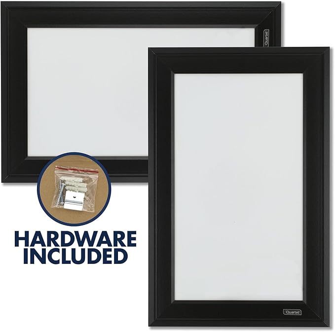 Quartet Magnetic Whiteboard, 11" x 17" Small White Board for Wall, Dry Erase Board for Kids, Perfect for Home Office & Home School Supplies, Dry Erase Marker, Magnets, Black Frame (79280)