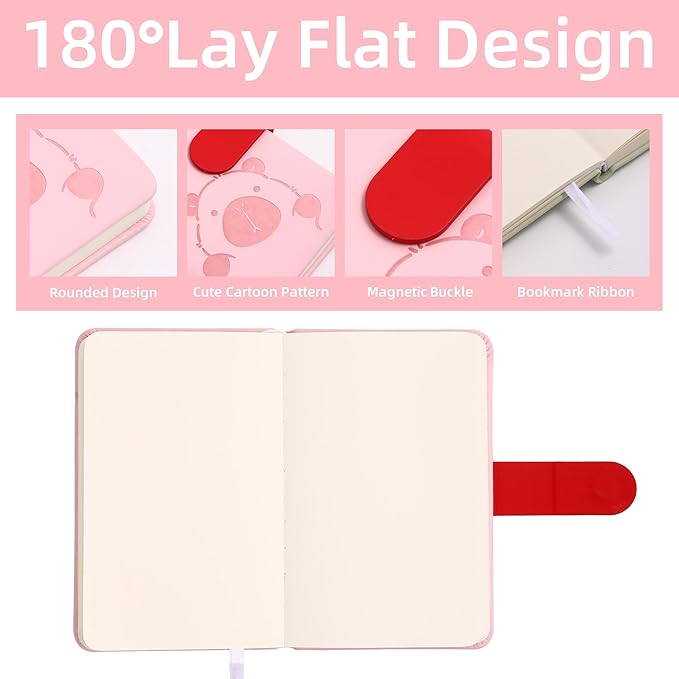 BOBO RABBIT Blank Journal Small Pocket Leather Notebook No Lines for Drawing Plain Sketch Book Cute Cartoon Capybara Unlined Journal for Travel Work School, 200 Pages, 3.7"X5.9"