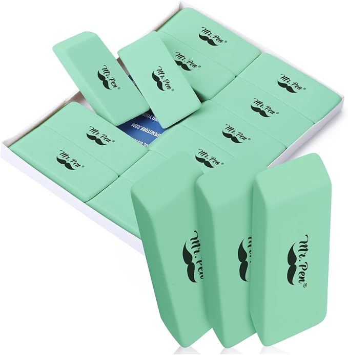 Mr. Pen- Pencil Eraser, 12 Pack, Green